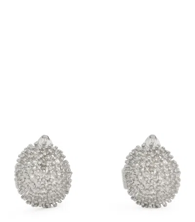 Tateossian Palladium-plated And Swarovski Crystal Hedgehog Cufflinks In White