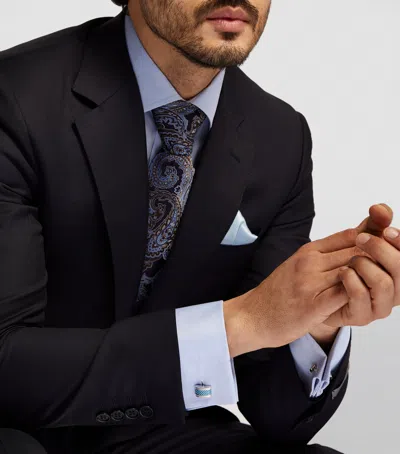Tateossian Palladium-plated D-shaped Cufflinks In Black