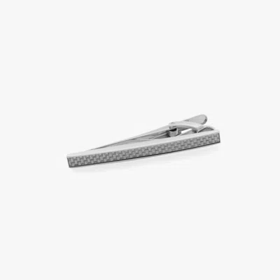 Tateossian Palladium Plated D-shape Grey Carbon Fibre Tie Clip