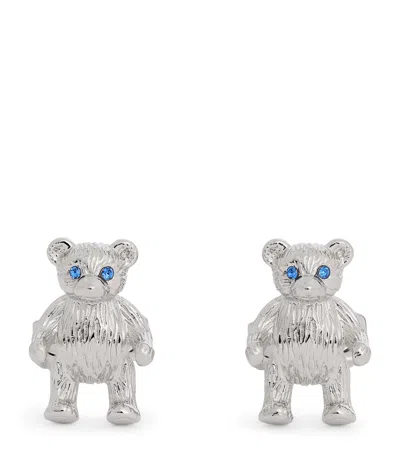 Tateossian Palladium-plated Teddy Bear Cufflinks In Blue