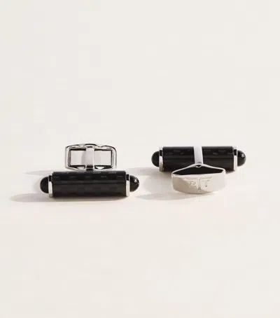 Tateossian Palladium-plated Carbon Cylinder Cufflinks In Black