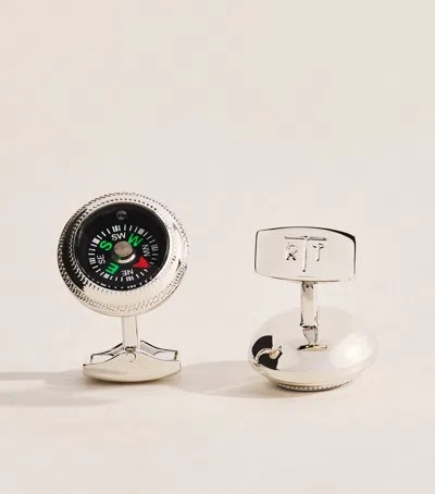 Tateossian Palladium-plated Compass Cufflinks In Black
