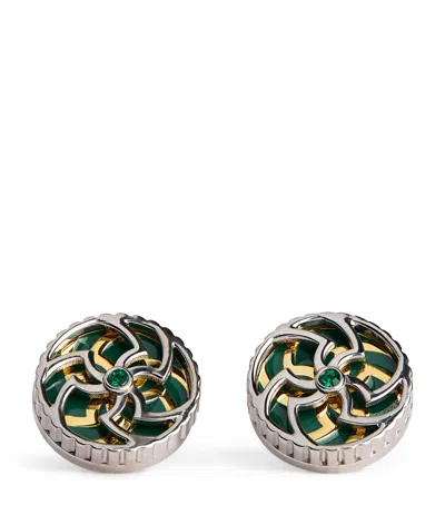 Tateossian Palladium-plated Trinity Cufflinks In Green