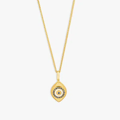 Tateossian Paros Evil Eye Necklace In Yellow Gold & Sapphire