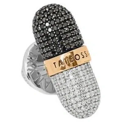 Pre-owned Tateossian Pill Xxv Collection, Micro Pave Pill Pin With Diamond And 18k Gold In Multi