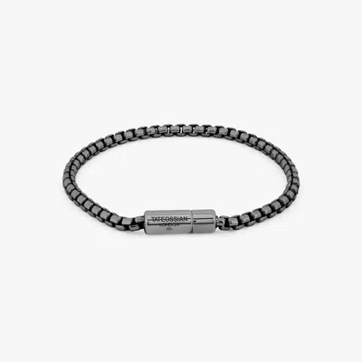 Tateossian Pop Sleek Box Chain Bracelet In Black Ruthenium Plated Silver - L In Gray