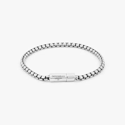 Tateossian Pop Sleek Box Chain Bracelet In Rhodium Plated Silver - L