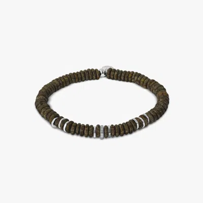 Tateossian Positano Beaded Bracelet In Brown Snowflake Obsidian - M