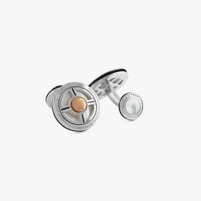 Tateossian Precious Ufo Sterling Silver Cufflinks In White Mop