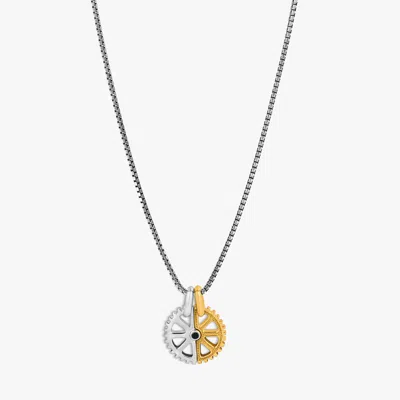 Tateossian Puzzle Gear Box Chain Pendant Necklace In Sterling Silver