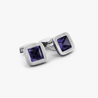 Tateossian Pyramid Stone Cufflink With Amethyst & Purple Enamel (limited Edition)