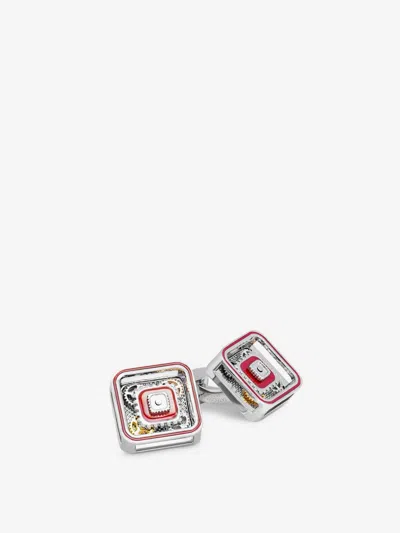 Tateossian Quadrato Gear Cufflinks In Red
