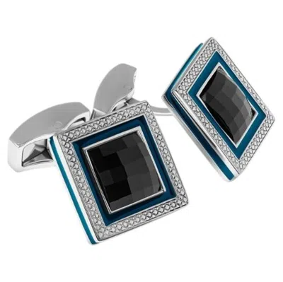 Pre-owned Tateossian Quadrato Sw Cufflinks In Black Swarovski Elements (limited Edition)