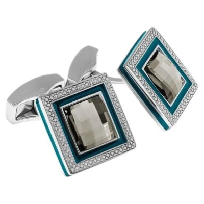Pre-owned Tateossian Quadrato Sw Cufflinks With Grey Swarovski Elements (limited Edition) In Gray