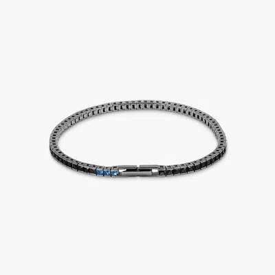 Tateossian Quadro Tennis Semi-precious Bracelet In Black Rhodium Plated Sterling Silver With Black Nano Stones