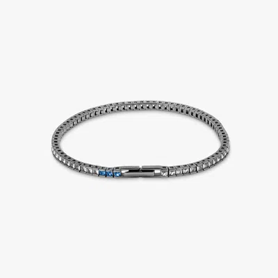 Tateossian Quadro Tennis Semi-precious Bracelet In Black Rhodium Plated Sterling Silver With White Spinel - S