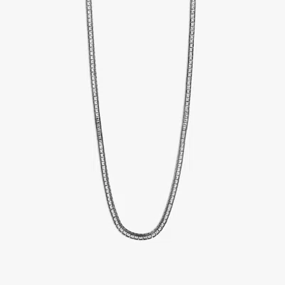 Tateossian Quadro Tennis Semi-precious Necklace In Black Rhodium Plated Sterling Silver With White Spinel