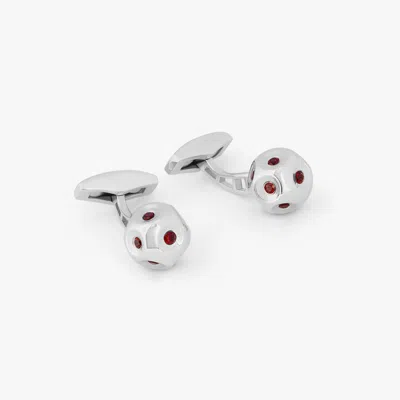 Tateossian Red Rhodium Plated Sterling Silver Garnet Crater Cufflinks