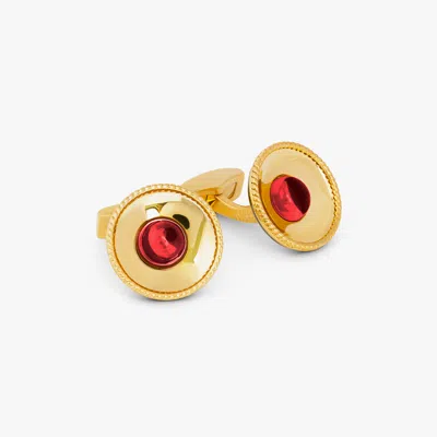 Tateossian Red Yellow Gold Plated Sterling Silver Cable Bowl Garnet Cufflinks