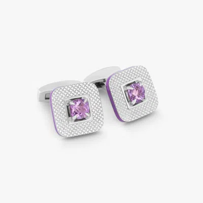 Tateossian Refratto Cufflinks In Sterling Silver With Amertrine In Purple