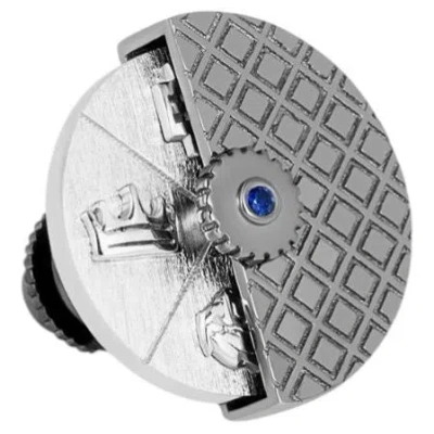 Pre-owned Tateossian Regalia Spinning Coin Pin In Rhodium Plated Silver (limited Edition) In Multi