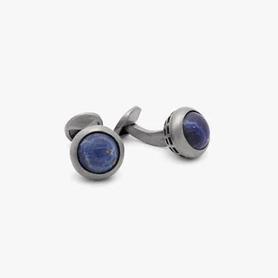 Tateossian Revolve Cufflinks In Sterling Silver With Lapis In Blue