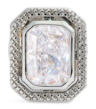 Tateossian Rhodium-plated And Cubic Zirconia Halo Pin In Silver