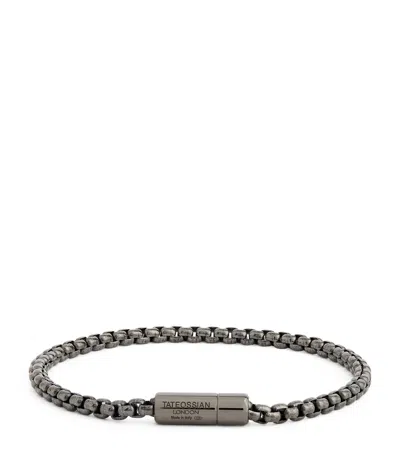 Tateossian Rhodium-plated Box-chain Bracelet In Silver