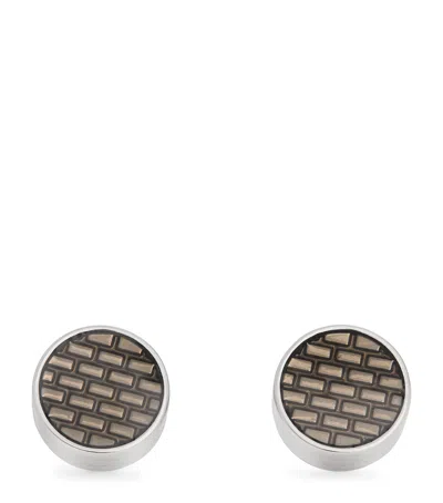 Tateossian Rhodium-plated Brick Cufflinks In Brown