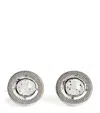 Tateossian Rhodium-plated Cubic Zirconia Halo Round Cufflinks In Transparent