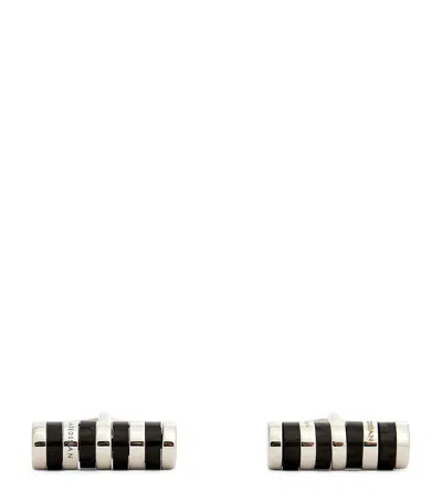 Tateossian Rhodium-plated Rotating Cylindrical Cufflinks In Silver