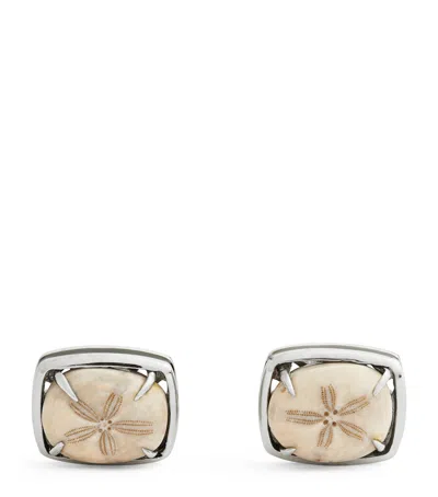 Tateossian Rhodium-plated Sterling Silver And Echinoid Cufflinks