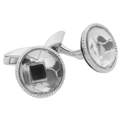 Pre-owned Tateossian Rhodium Plated Sterling Silver Lunar Meteorite Cufflinks, Limited Edition In Multi