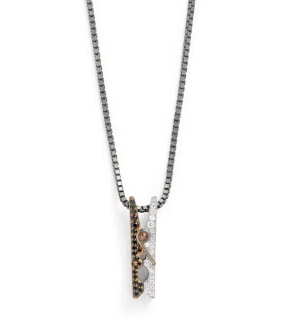 Tateossian Rhodium Plated Sterling Silver Mayfair Peg Necklace