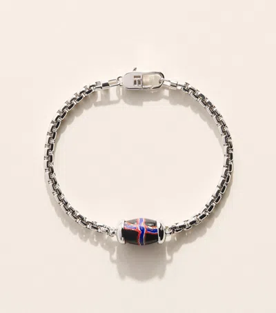 Tateossian Rhodium-plated French Cross Chain Bracelet In Black