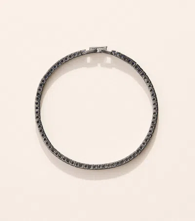 Tateossian Rhodium-plated Sterling Silver Quadro Tennis Bracelet In Blue