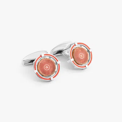 Tateossian Rhodochrosite Stalactite Cufflink In Sterling Silver (limited Edition) In Pink