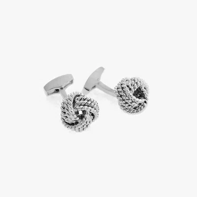 Tateossian Ribbed Knot Cufflinks In Palladium Base Metal In Silver