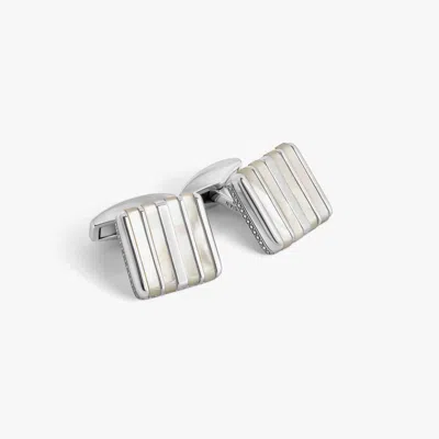 Tateossian Rigato Mosaic Cufflink In Sterling Silver With White Mop