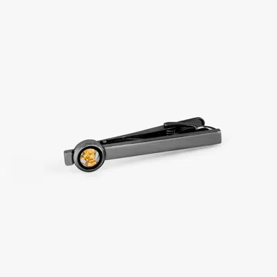 Tateossian Rollo Dial Gold Leaf Tie Clip In Gunmetal Plated Metal In Grey