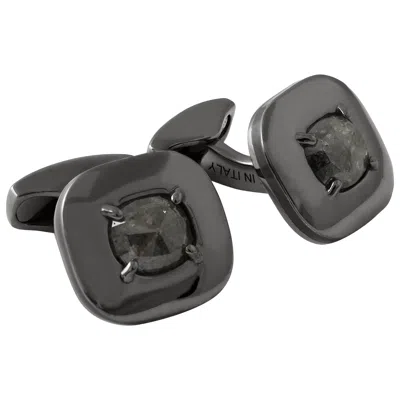 Pre-owned Tateossian Rose Cut Diamond Cufflinks, Ruthenium-plated 'limited Edition - 1/1' In Red