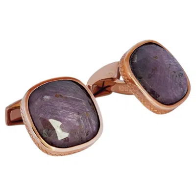 Pre-owned Tateossian Rose Gold Plated Red Faceted Bezel Cufflinks (limited Edition)