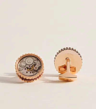 Tateossian Rose Gold-plated Skeleton Gear Cufflinks