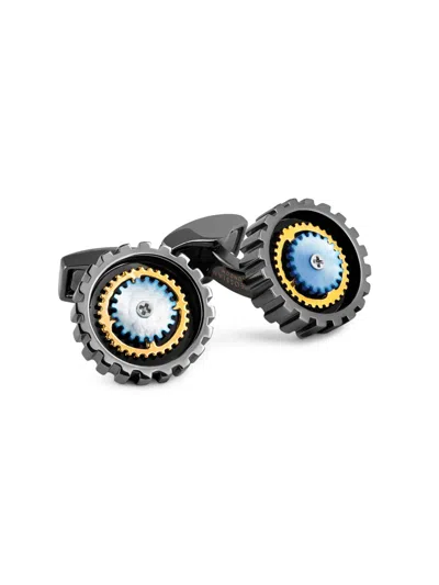 Tateossian Rotare Gear Cufflinks In Black