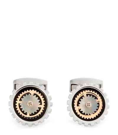 Tateossian Rotare Gear Cufflinks In Silver