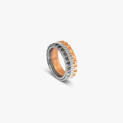 Tateossian Rotating Gears Ring In Multi Colour Rhodium Plated Silver - M In Gold