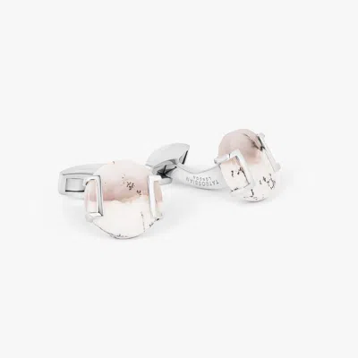 Tateossian Round Dendritic Agate Cufflinks In White