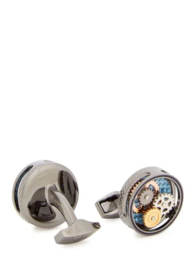 Tateossian Round Gears Cufflinks In Gunmetal