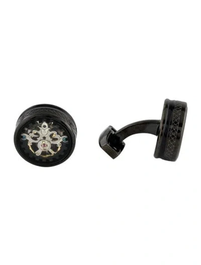Pre-owned Tateossian Round Tourbillion Gear Cufflinks In Multi