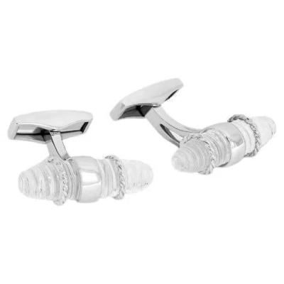 Pre-owned Tateossian Royal Cable Bullet Cufflinks With Rock Crystal In Sterling Silver In Multi